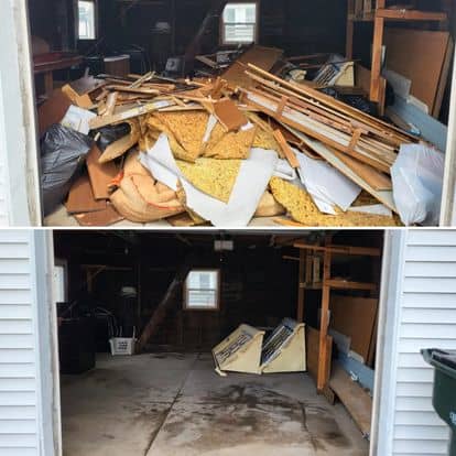 before and after renovation debris removal