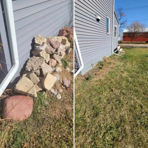 before and after broken concrete removal, yard waste removal, fairfax, eastern ia, kj haul away