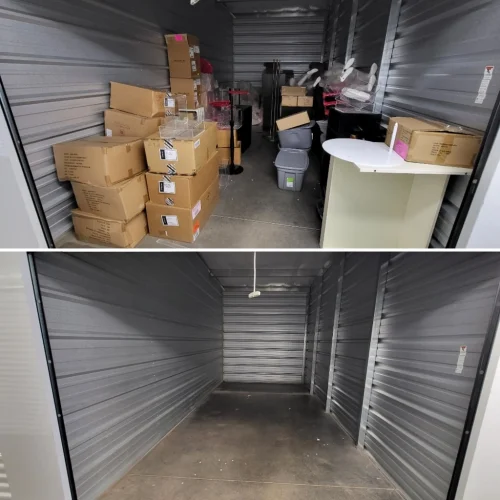 before and after storage unit cleanout, best junk removal company near me, cedar rapids ia, kj haul away